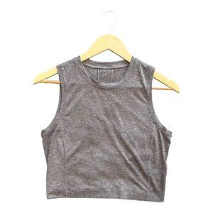 LULULEMON HIGH NECK CROP TANK TOP WOMENS SIZE 8 GRAY YOGA RUNNING PILATES.